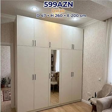 dolab skaf: Yeni, 4 qapılı, Güzgülü, Ağ, Açılan, Düz dolab — 1