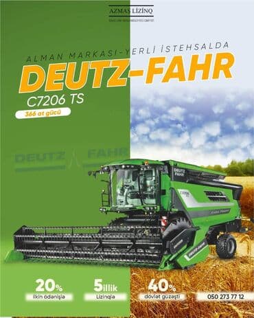 maşın seti: Deutz-Fahr kombaynı Alman markası C7206 TS 40% Dövlət güzəşti ilə 20% — 1