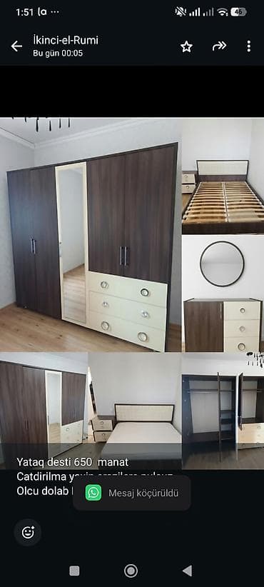 taxt satilir: Yataq desti 650 manat Catdirilma yaxin erazilere pulsuz. Olcu dolab — 1