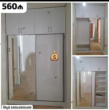 Yeni, 4 qapılı, Güzgülü, Ağ, Kupe, Düz dolab