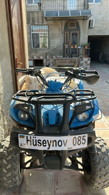 детские мотоциклы на аккумуляторе: Uşaq/yeniyetmələr üçün mini ATV (kvadrosikl) - Rəng: mavi-qara - Ön — 1