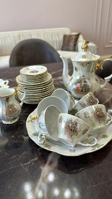 Çay dəsti, rəng - Ağ, Farfor, 6 nəfərlik