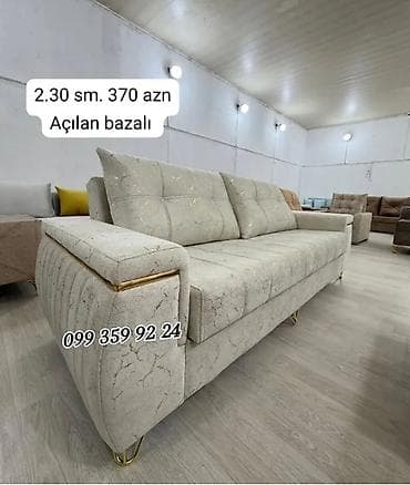 oturaca: Açılan bazalı divan - Ölçü: 2.30 m - Qiymət: 370 AZN (şəkildə — 1