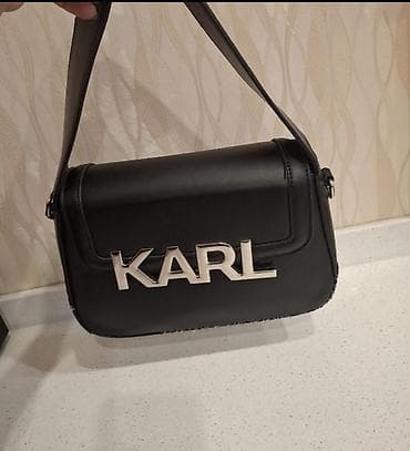 nike jaket: Karl Lagerfeld qadın çantası - Model: Qara rəngli çiyin/çapraz çanta — 8