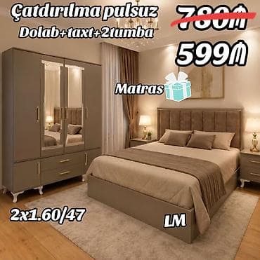 Yataq dəsti Sifarişlə və yeni Qiymət : 599₼ Dəstə daxildir — 2