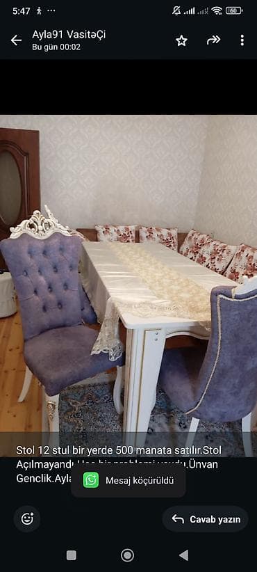 Qonaq otağı üçün, Açılmayan, Dördbucaq masa, 12 stul