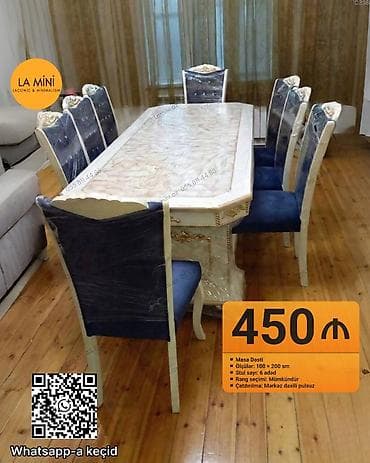 Açılmayan, Dördbucaq masa, 6 stul