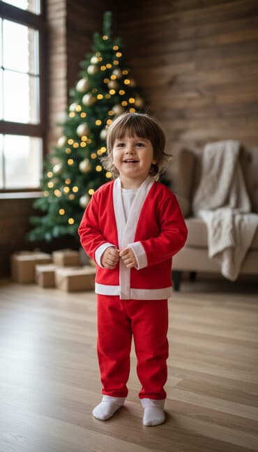 usaq ucun herbi geyim: Uşaq üçün Yeni il (Şaxta Baba) kostyumu seti. Dəst məzmunu: - Qırmızı — 1