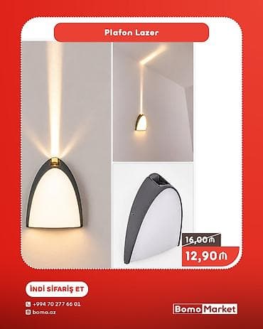 Plafon Lazer divar lampı - Müasir, minimal dizayn: yarımay formalı