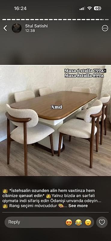stular: Yemək masa dəsti – modern və zərif dizayn - Komplekt seçimləri: - — 1