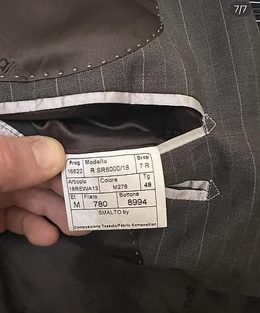 hamam xalat: İtaliya istehsalı klassik ştrixli kişi pencəyi - Rəng: tünd boz, incə — 7