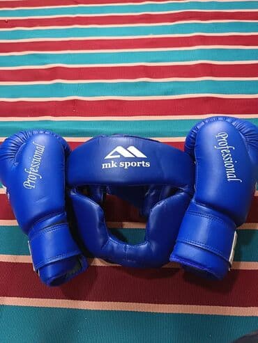 mma əlcəyi qiyməti: MK Sports boks dəsti – mavi rəng - Dəst: 1 ədəd baş qoruyucu + 1 cüt — 1