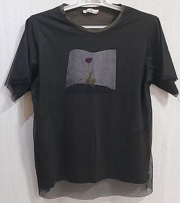qara halilə qiyməti: Brend: Punk Queen Ölçü: L Qara şəffaf (mesh) üst qatlı qadın t‑şört — 1