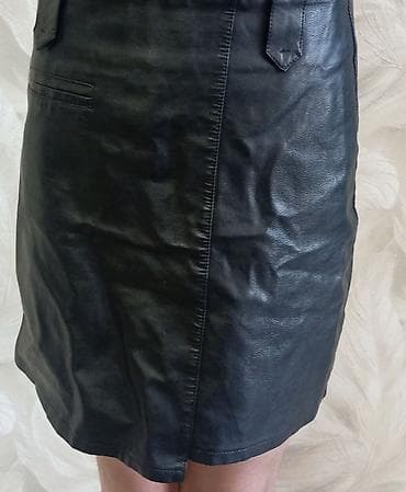 smart watch mx7: Qadınlar üçün qara dəri ətək - Material: qara dəri (parıltılı səth) - — 1