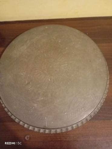 mis samovar: Qədimi Sovet dövrünə aid mis/bronz qab-qacaqdan servis sini (podnos) — 4