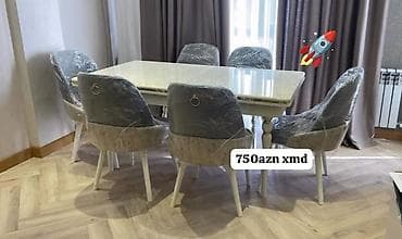 Для гостиной, Новый, Нераскладной, Прямоугольный стол, 6 стульев