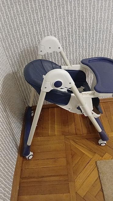 Uşaq yemək stulu - Rəng: tünd mavi/aq ağ - Yumşaq, silinməsi asan — 2