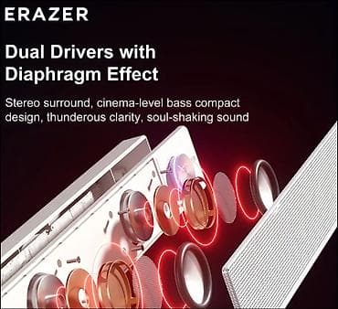 ses ucaldan haqqinda melumat: ERAZER stolüstü səs paneli – 360° stereo Hi‑Fi keyfiyyətli səs - — 4