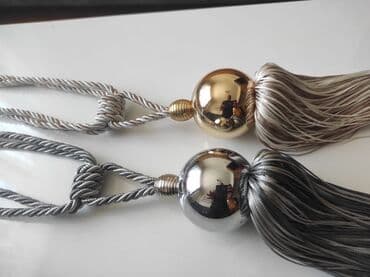 Pərdə üçün aksesuar dəsti - Bəzəkli pərdə tutacaqları: iki ədəd iplə