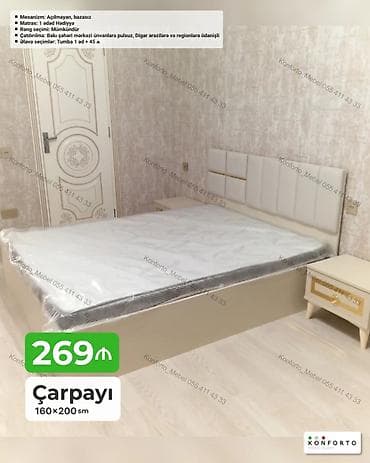 Çarpayı – 160×200 sm - Mexanizm: açılmayan, bazasız - Dəst: 1 ədəd — 1