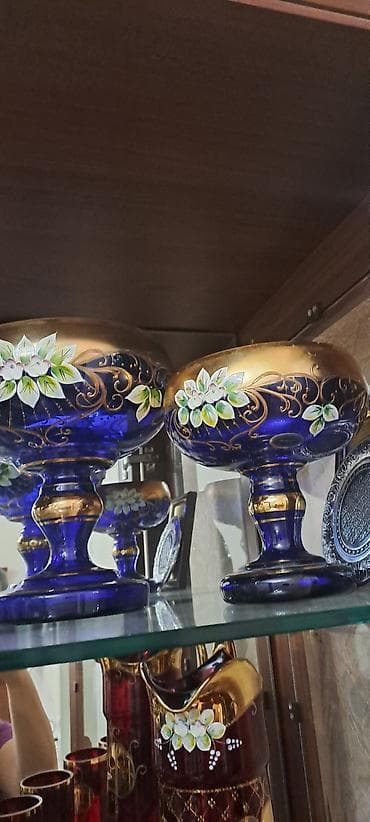 8 mart hediyye: Çay dəsti, rəng - Yaşıl, Şüşə, Bohemia, Çexiya — 6