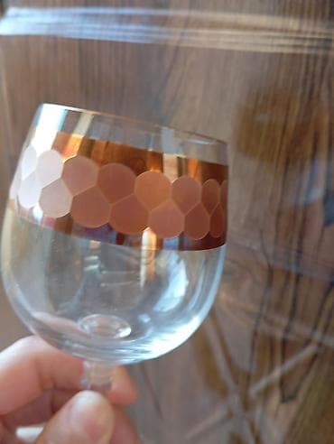 hamam sushilka: Qədəhlər, rəng - Qızılı, Şüşə, 12 ədədli dəst, Çexiya — 3