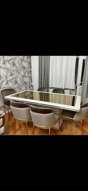 Qonaq otağı üçün, Açılmayan, Dördbucaq masa, 8 stul