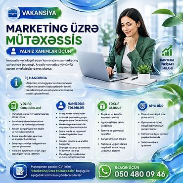 evde online is: Marketoloq tələb olunur, İstənilən yaş, Təcrübəsiz — 1