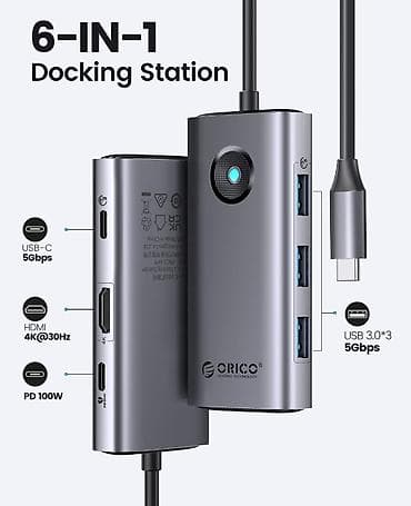 komp: 🔌 ORICO PW11-6P 6-in-1 USB-C Hub – Hər zaman, hər yerdə funksionallıq! — 1