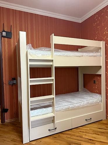 yatağ mebili: Oğlan və qız üçün, Yeni, Çarpayı, Matras ilə, Siyirməli, Laminat — 2