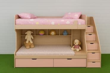 qara şəkillər: Oğlan və qız üçün, Çarpayı, Matrassız, Siyirməli, MDF — 6