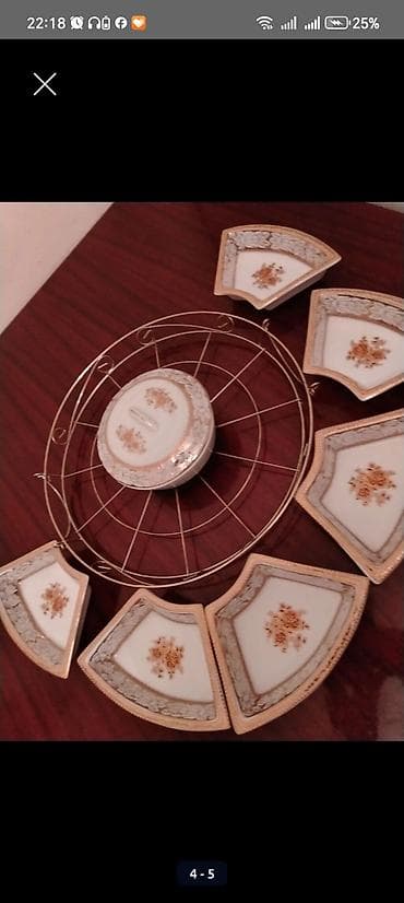 versace servis: Porselen servis dəsti – dövrəvi qəlyanaltı/suxarı qabı - Material — 4