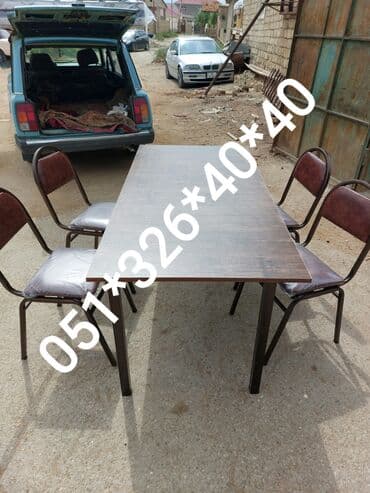 Masa və oturacaq dəstləri: Qonaq otağı üçün, Yeni, Açılan, Dördbucaq masa, 2 stul — 23