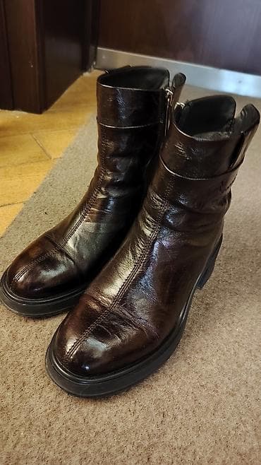 dəri çəkmələr: Qadın dəri botları – tünd qəhvəyi - Material: parlaq, yumşaq təbii — 5