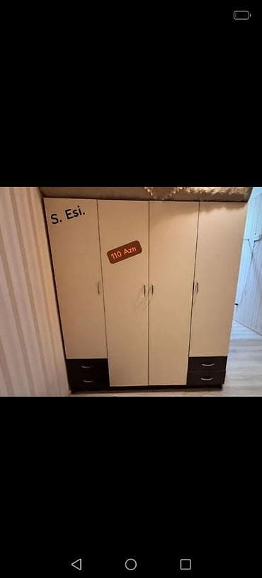 spalni mebel: Oğlan və qız üçün, İşlənmiş, 4 qapılı, Açılan, Düz dolab — 1