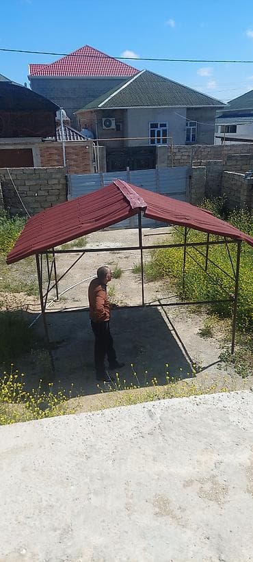 profnastil olculeri: Metall konstruksiyalı açıq hava kölgəlik/pavilyon - Material: möhkəm — 3