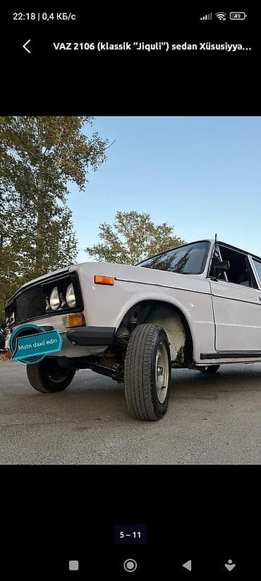 afdamabil ve xususi texnka: VAZ 2106 (klassik “Jiquli”) sedan - Kuzov: 4 qapılı sedan, ağ rəng - — 3