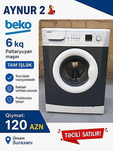 Paltaryuyan maşın Beko, 6 kq, Avtomat, Qurutmasız, Kredit yoxdur