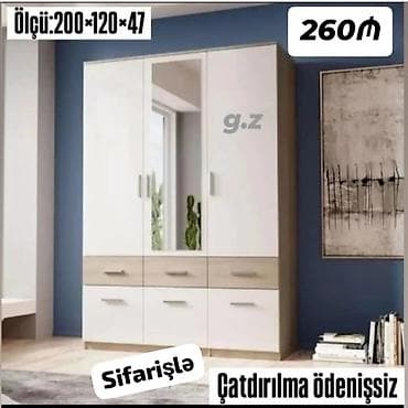dolab termo: 4 qapılı paltar dolabı – ölçü: 200×120×47 sm. - Ağ və ağac tonlarının — 1