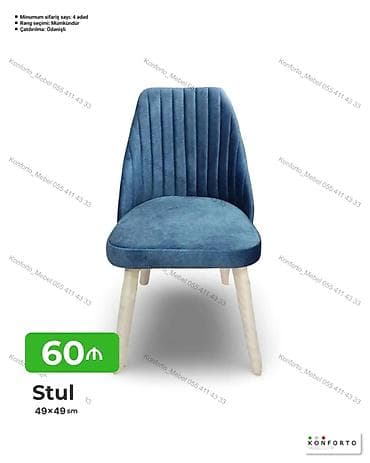Stul – 49×49 sm - Yumşaq, rahat oturacaq və dikey tikişli bel hissəsi