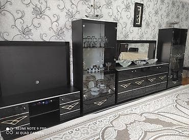 стенка кровать: Qonaq otağı üçün qara parlaq “stena” dəsti - Tərkib: TV üçün aşağı — 2