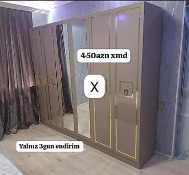 seyf qapi: Geniş həcmli, şıq dizaynlı paltar dolabı. - 6 qapılı konstruksiya - — 1