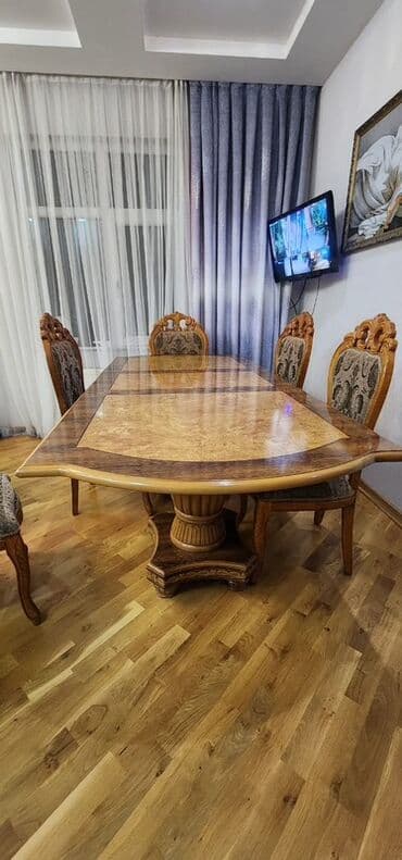 metbex stollari ve stullari: Qonaq otağı üçün, Açılmayan, Oval masa, 6 stul — 3