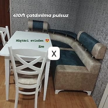 Divan və masa dəstləri: Mətbəx üçün künc dəsti - Dəst: künc divan, 1 masa, 2 ədəd arxalı stul — 1