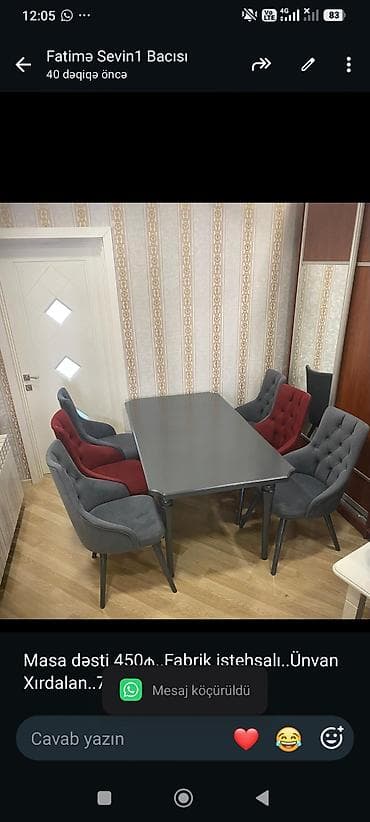 kohnə stul: Masa dəsti 450₼. Fabrik istehsalı. Ünvan Xırdalan. 7060. Fatimə99 — 1