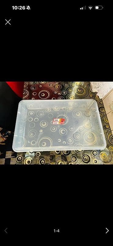 Şəffaf plastik qida qabı/qutu (örtüklə) - Material: qalın, şəffaf