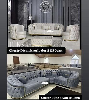 kreslo satisi: Lüks “Chester” üslubunda yumşaq mebel - Variant 1: Divan + 2 — 1