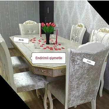 Dördbucaq masa, Qonaq otağı üçün, 6 nəfər, Açılmayan, Azərbaycan, Zəmanətli