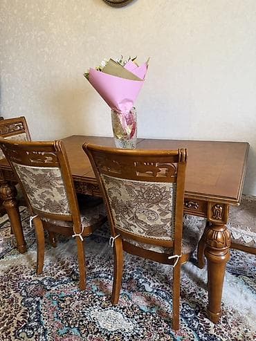 Мебель: Klassik üslubda yemək otağı dəsti - Material: möhkəm ağac karkas — 5