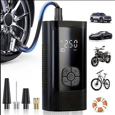 teker hava vuran: Portativ rəqəmsal hava kompressoru – çoxfunksiyalı, batareya ilə — 1